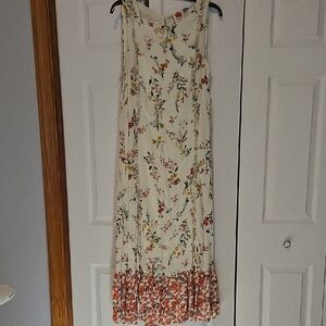 Floral Sleeveless Maxi Dress - Cream and Red